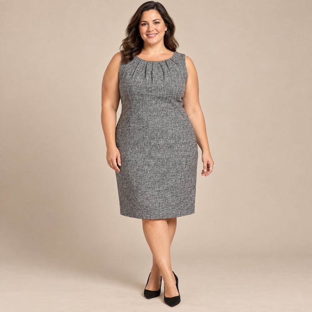 Kasper Gray Sheath Dress Women's 18 Extra Large Shimmery Corpcore Quiet Luxury